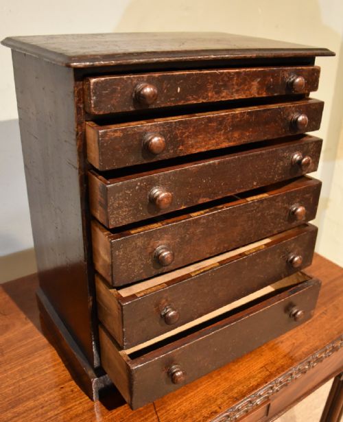 MINIATURE 19TH CENTURY PINE TABLE TOP CHEST COLLECTORS CABINET - ADDITIONAL PHOTO 2
