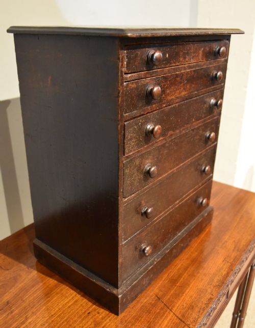 MINIATURE 19TH CENTURY PINE TABLE TOP CHEST COLLECTORS CABINET - ADDITIONAL PHOTO 4