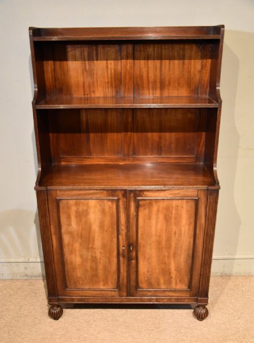regency period mahogany waterfall bookcase - CATEGORY: ANTIQUE BOOKCASES - DATED REGENCY