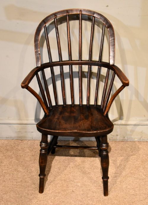 elm and ash stick back windsor childs armchair - CATEGORY: ANTIQUE CHAIRS - DATED 19TH CENTURY