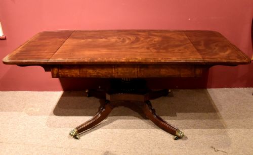 large single pedestal regency mahogany dining sofa table - CATEGORY: ANTIQUE TABLES - DATED REGENCY
