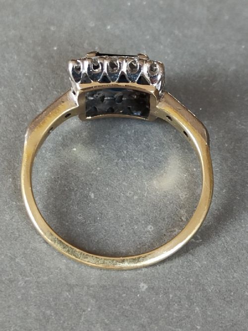 LARGE ART DECO 18CT GOLD PLATINUM SAPPHIRE DIAMOND CLUSTER RING - ADDITIONAL PHOTO 1