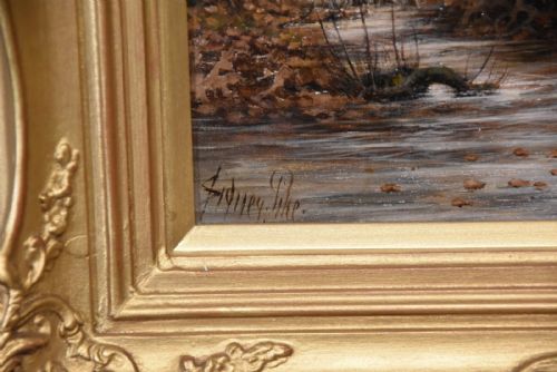 OIL PAINTING BY SIDNEY PIKE A WOODLAND STREAM - ADDITIONAL PHOTO 5