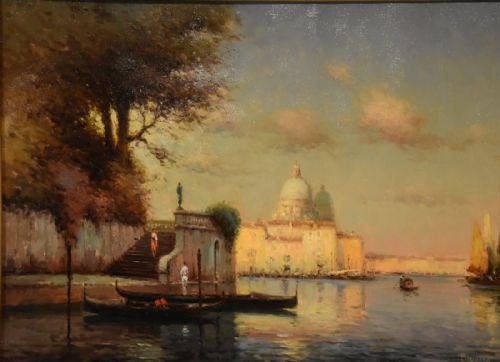 OIL PAINTING BY GEORGE NOEL BOUVARD VENICE EVENING - ADDITIONAL PHOTO 1