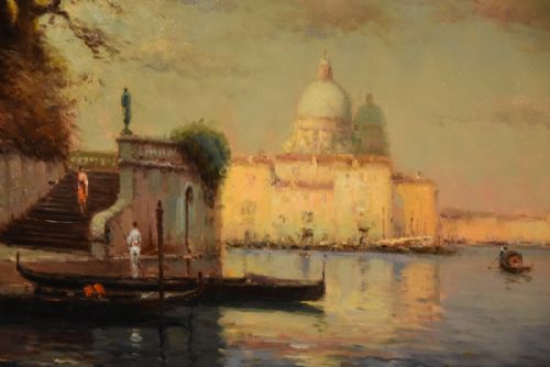 OIL PAINTING BY GEORGE NOEL BOUVARD VENICE EVENING - ADDITIONAL PHOTO 2