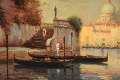 OIL PAINTING BY GEORGE NOEL BOUVARD VENICE EVENING - ADDITIONAL PHOTO 3