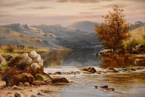 OIL PAINTING PAIR BY WILLIAM HENRY MANDER ON THE WYE AND ON THE LLUGWY - ADDITIONAL PHOTO 6