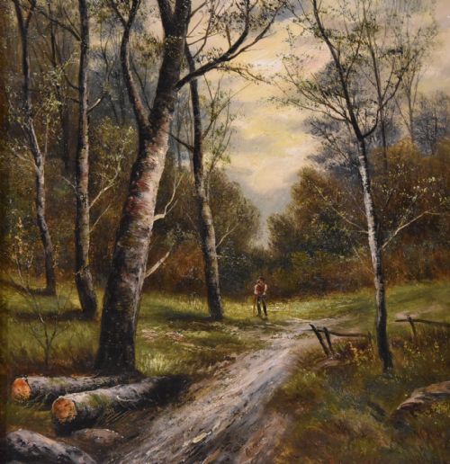 OIL PAINTING BY S WILLIAMS THE PATH THROUGH THE WOODS - ADDITIONAL PHOTO 2