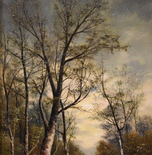 OIL PAINTING BY S WILLIAMS THE PATH THROUGH THE WOODS - ADDITIONAL PHOTO 4