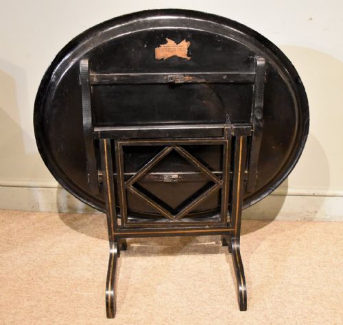 19TH CENTURY PAPIER MACHE OVAL TRAY ON MODERN STAND - ADDITIONAL PHOTO 5