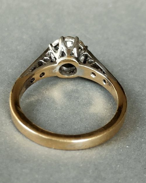 ART DECO 18CT GOLD PLATINUM DIAMOND SOLITAIRE ENGAGEMENT RING - ADDITIONAL PHOTO 8