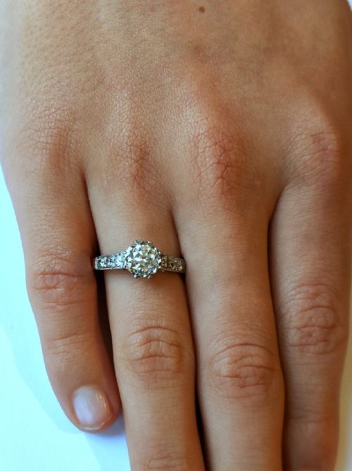 ART DECO 18CT GOLD PLATINUM DIAMOND SOLITAIRE ENGAGEMENT RING - ADDITIONAL PHOTO 10