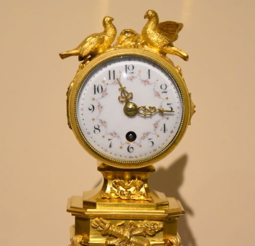 UNUSUAL ENAMEL MOUNTED GILT BRASS MANTEL TIMEPIECE - ADDITIONAL PHOTO 1