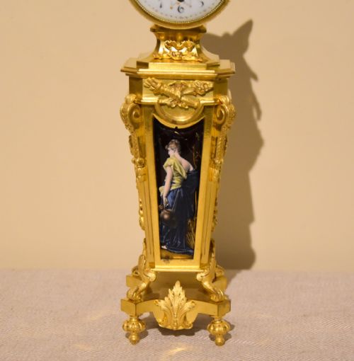 UNUSUAL ENAMEL MOUNTED GILT BRASS MANTEL TIMEPIECE - ADDITIONAL PHOTO 2
