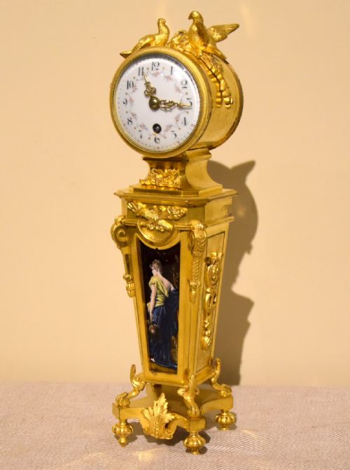 UNUSUAL ENAMEL MOUNTED GILT BRASS MANTEL TIMEPIECE - ADDITIONAL PHOTO 3