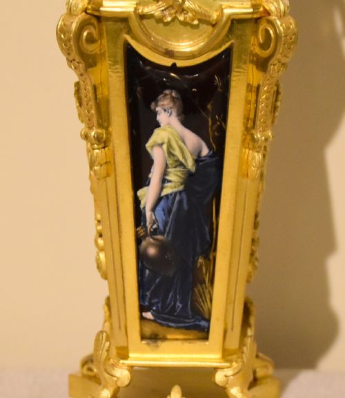 UNUSUAL ENAMEL MOUNTED GILT BRASS MANTEL TIMEPIECE - ADDITIONAL PHOTO 4