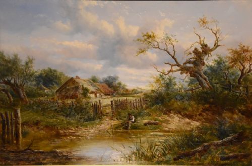 OIL PAINTING BY JOSEPH THORS A QUIET DAY BY THE RIVER - ADDITIONAL PHOTO 1