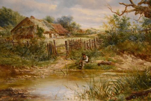 OIL PAINTING BY JOSEPH THORS A QUIET DAY BY THE RIVER - ADDITIONAL PHOTO 2