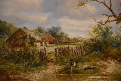 OIL PAINTING BY JOSEPH THORS A QUIET DAY BY THE RIVER - ADDITIONAL PHOTO 3
