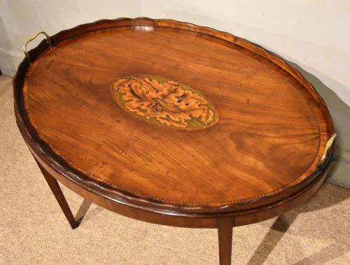 GEORGE III MAHOGANY OVAL TRAY ON STAND - ADDITIONAL PHOTO 1