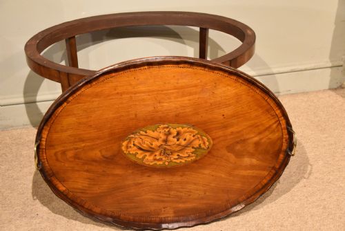 GEORGE III MAHOGANY OVAL TRAY ON STAND - ADDITIONAL PHOTO 3