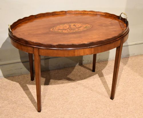 GEORGE III MAHOGANY OVAL TRAY ON STAND - ADDITIONAL PHOTO 6
