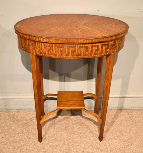 late 19th century oval satinwood inlaid table - CATEGORY: ANTIQUE TABLES - DATED 19TH CENTURY