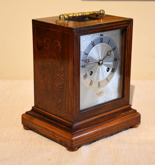 ROSEWOOD MARQUETRY MANTEL CLOCK - ADDITIONAL PHOTO 1