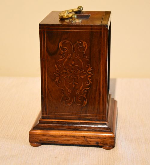 ROSEWOOD MARQUETRY MANTEL CLOCK - ADDITIONAL PHOTO 3