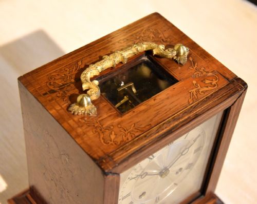 ROSEWOOD MARQUETRY MANTEL CLOCK - ADDITIONAL PHOTO 6