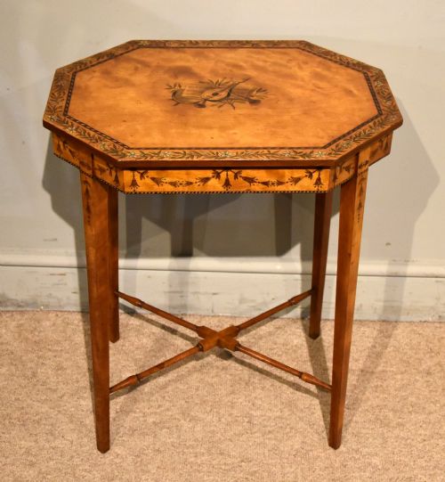 19th century gillows satinwood painted table - CATEGORY: ANTIQUE TABLES - DATED 19TH CENTURY