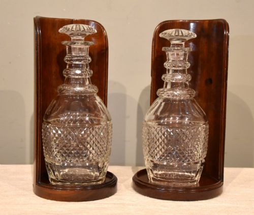 rare pair of george iii mahogany decanter stands - CATEGORY: ANTIQUE GLASS - DATED 19TH CENTURY
