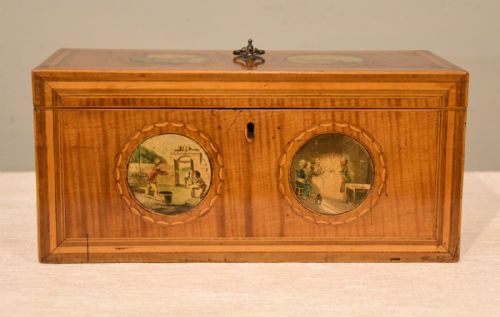 late 18th century satinwood tea chest - CATEGORY: ANTIQUE BOXES - DATED GEORGIAN