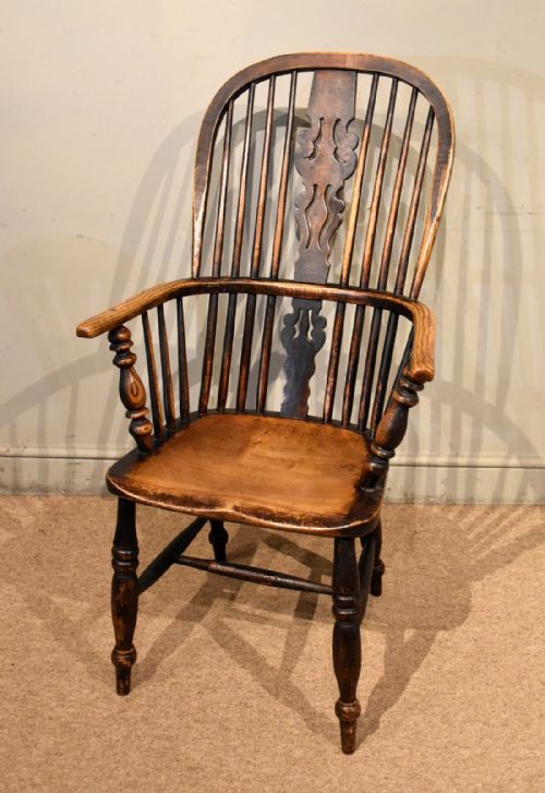 19th century ash and elm high back windsor chair - CATEGORY: ANTIQUE CHAIRS - DATED 19TH CENTURY