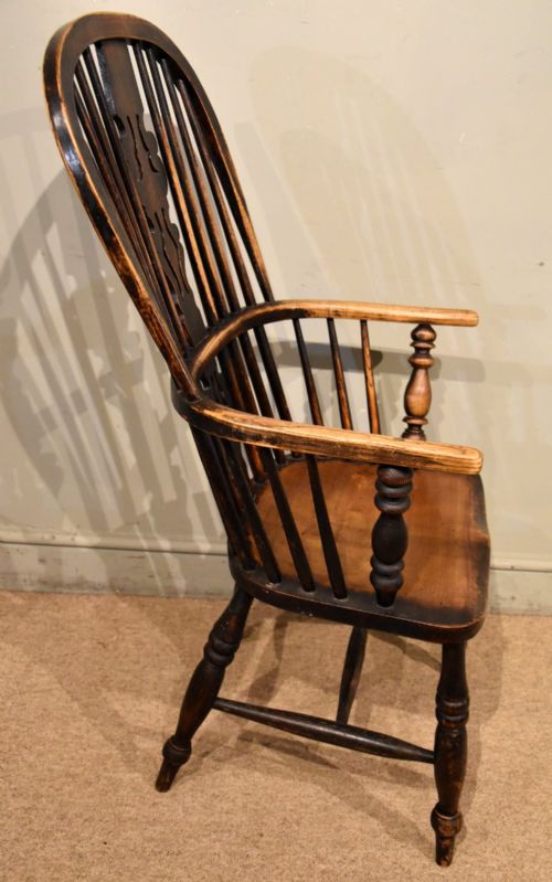19TH CENTURY ASH AND ELM HIGH BACK WINDSOR CHAIR - ADDITIONAL PHOTO 4