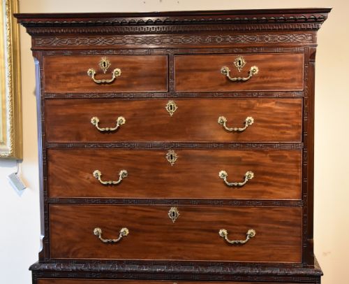 MID 18TH CENTURY MAHOGANY CARVED CHEST ON CHEST - ADDITIONAL PHOTO 9