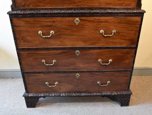 MID 18TH CENTURY MAHOGANY CARVED CHEST ON CHEST - ADDITIONAL PHOTO 10