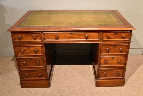 mid 19th century mahogany pedestal desk - CATEGORY: ANTIQUE DESKS - DATED 19TH CENTURY