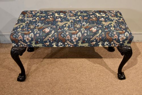 edwardian mahogany stool on cabriole legs - CATEGORY: ANTIQUE STOOLS - DATED EDWARDIAN