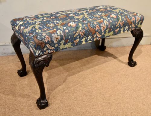 EDWARDIAN MAHOGANY STOOL ON CABRIOLE LEGS - ADDITIONAL PHOTO 2