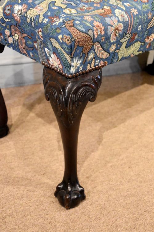 EDWARDIAN MAHOGANY STOOL ON CABRIOLE LEGS - ADDITIONAL PHOTO 3
