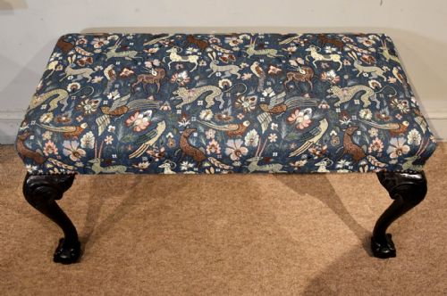 EDWARDIAN MAHOGANY STOOL ON CABRIOLE LEGS - ADDITIONAL PHOTO 4
