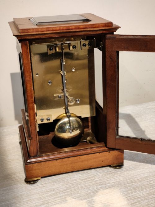 WILLIAM IV SATINWOOD FOUR GLASS MANTEL TIMEPIECE - ADDITIONAL PHOTO 3
