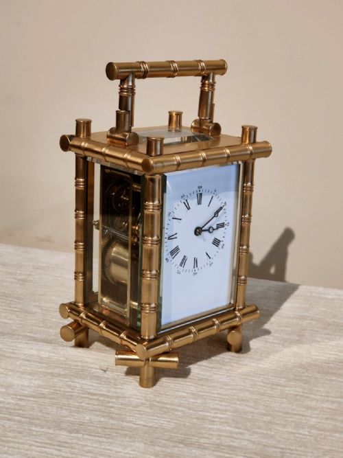 CARRIAGE CLOCK IN BAMBOO CASE - ADDITIONAL PHOTO 1