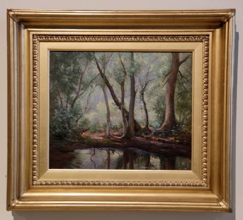 oil painting by william b rowe the woodland pool - CATEGORY: ANTIQUE ART - DATED 1910