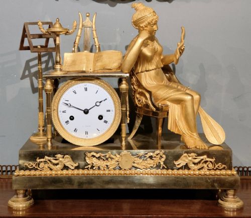 french empire ormolu mantel clock - CATEGORY: ANTIQUE CLOCKS - DATED 19TH CENTURY