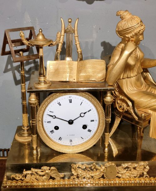 FRENCH EMPIRE ORMOLU MANTEL CLOCK - ADDITIONAL PHOTO 3