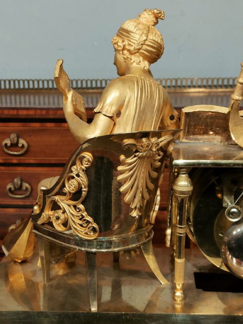 FRENCH EMPIRE ORMOLU MANTEL CLOCK - ADDITIONAL PHOTO 5