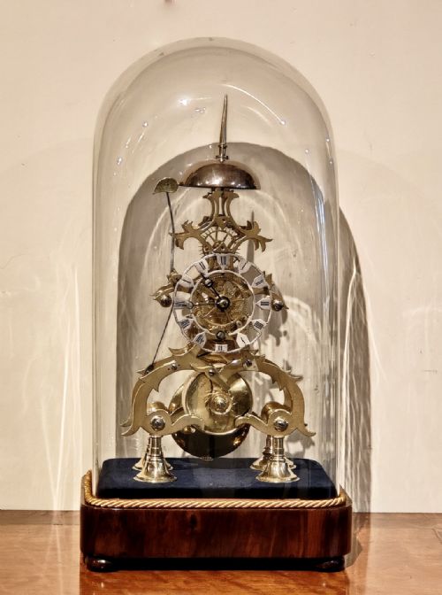 domed skeleton timepiece with striking chapter ring - CATEGORY: ANTIQUE CLOCKS - DATED 19TH CENTURY
