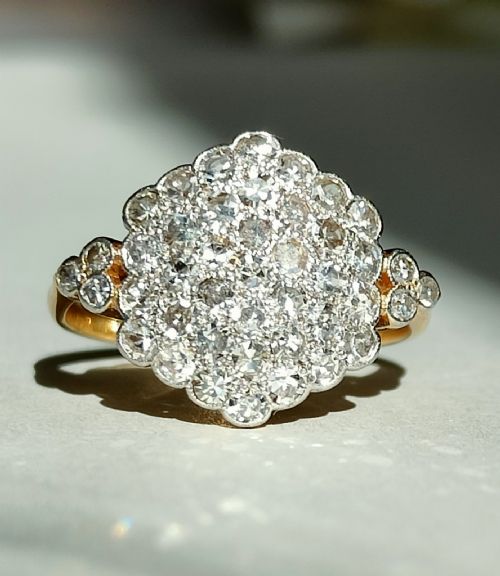 ART DECO 18CT GOLD PLATINUM DIAMOND PLAQUE RING - ADDITIONAL PHOTO 1
